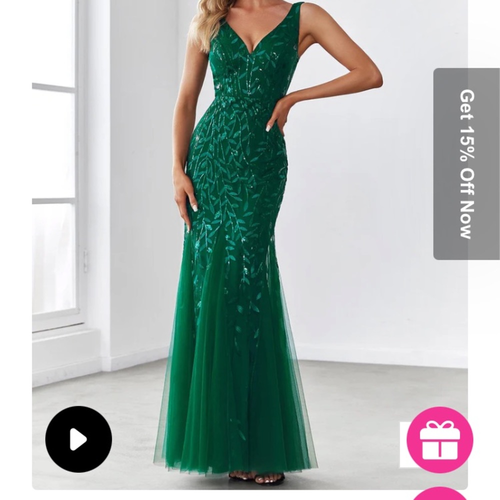 Ever-Pretty. Double V Neck Fishtail Evening Sequin Dress.